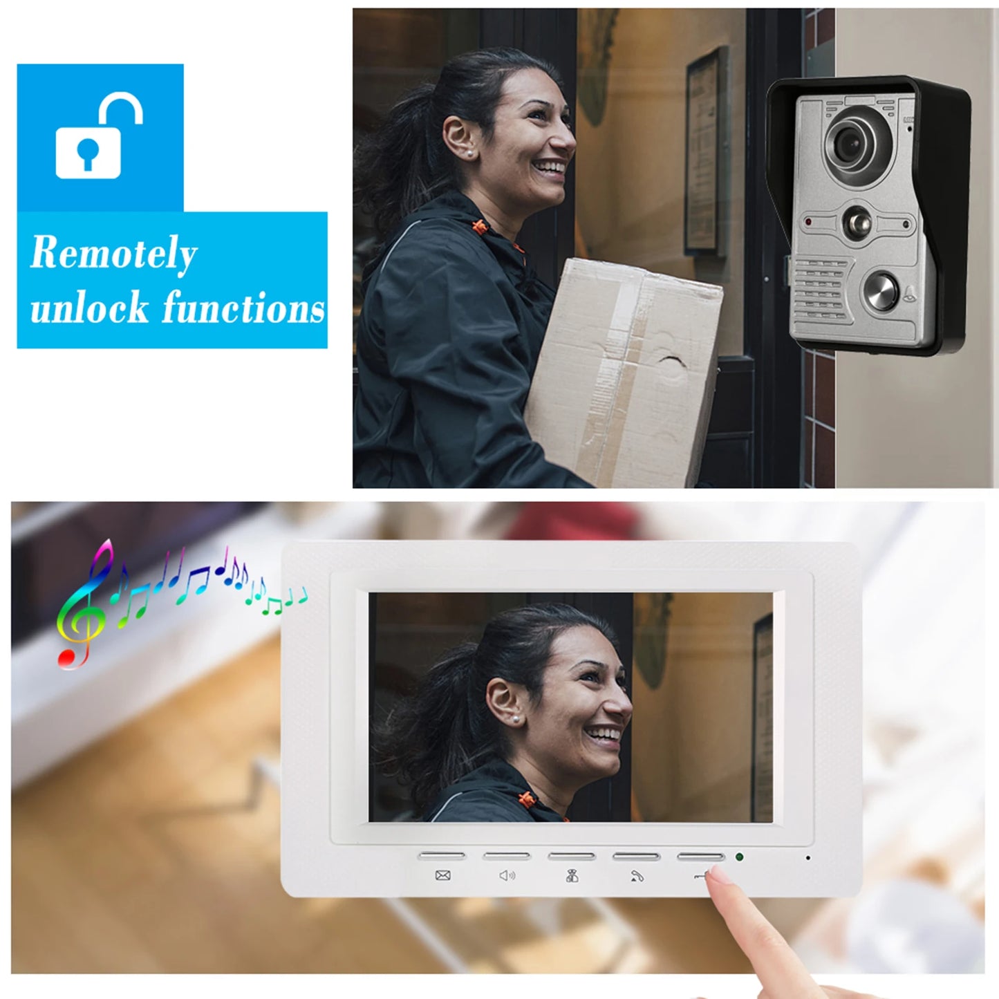 7 inch Wired Video Doorbell Indoor Monitor IR-CUT Outdoor Camera Visual Intercom Two-way Audio Remote Unlock Video Door Phone Spy-shop.com