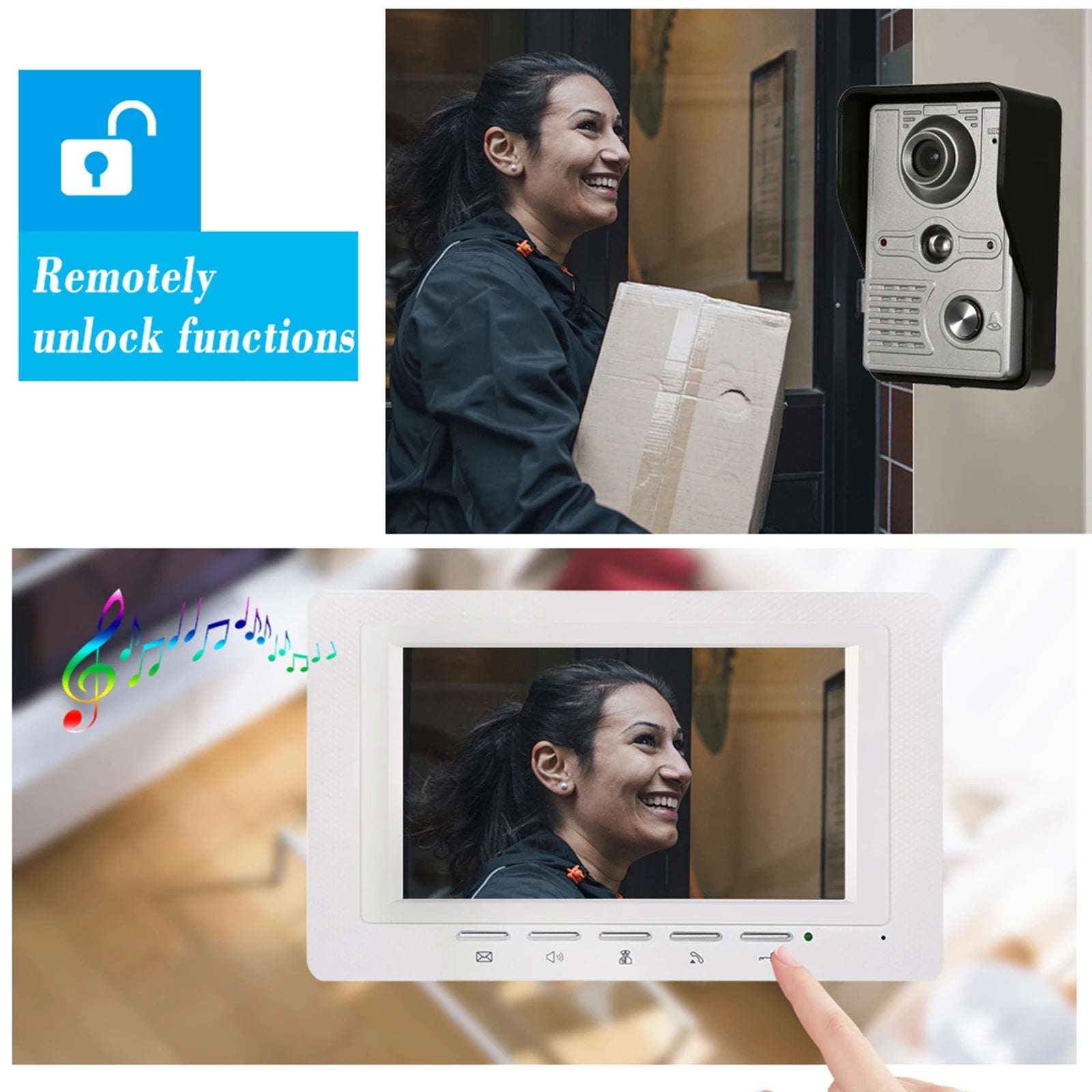 7 inch Wired Video Doorbell Indoor Monitor IR-CUT Outdoor Camera Visual Intercom Two-way Audio Remote Unlock Video Door Phone Spy-shop.com