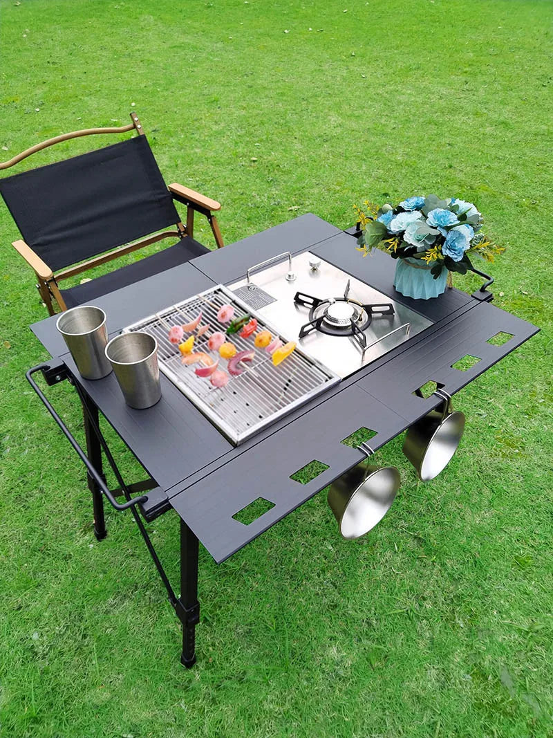Lohascamping Folding Camping IGT table  Lightweight Backpack roll table multifunctional adjustable leg Desktop burner bbq table 