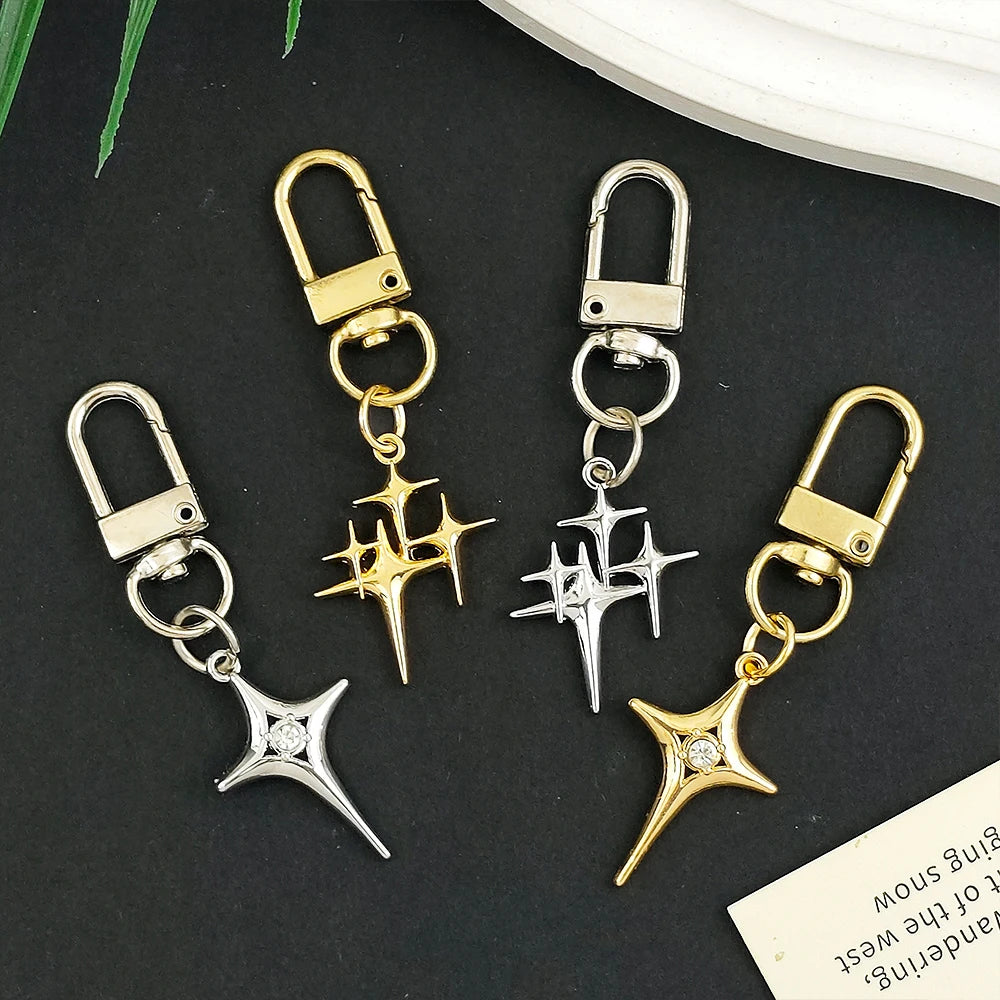 Silver Star Moon Metal Keychain