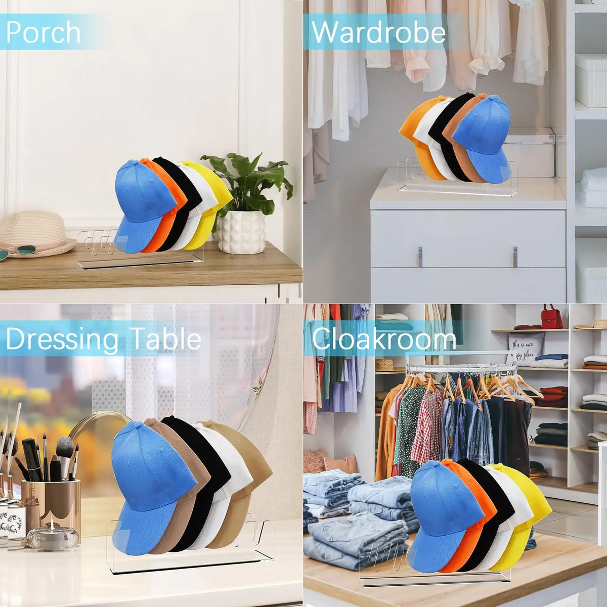 Casquette de baseball, porte-casquette et rangement en acrylique, durable, pour chambre, placard, coiffeuse et présentoir de magasin