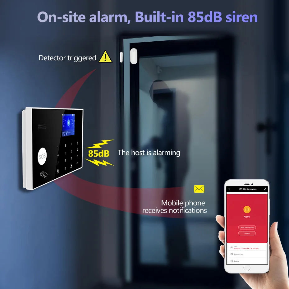 KERUI 4G/WIFI riasztó biztonsági rendszer otthonhoz hőmérséklet-/ páratartalom kijelzővel biztonsági védelem Tuya Smart Life 433MHz G34