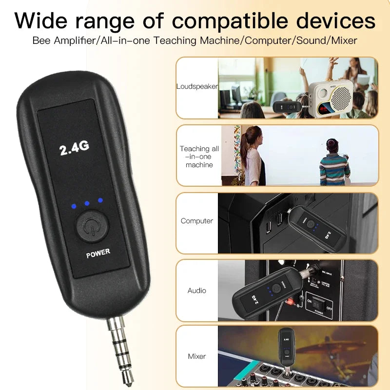 2.4G trådløs mikrofon til stemmeforstærker, headset med high fidelity, smart støjreduktion, plug and play, til karaokehøjttaler og mikrofon