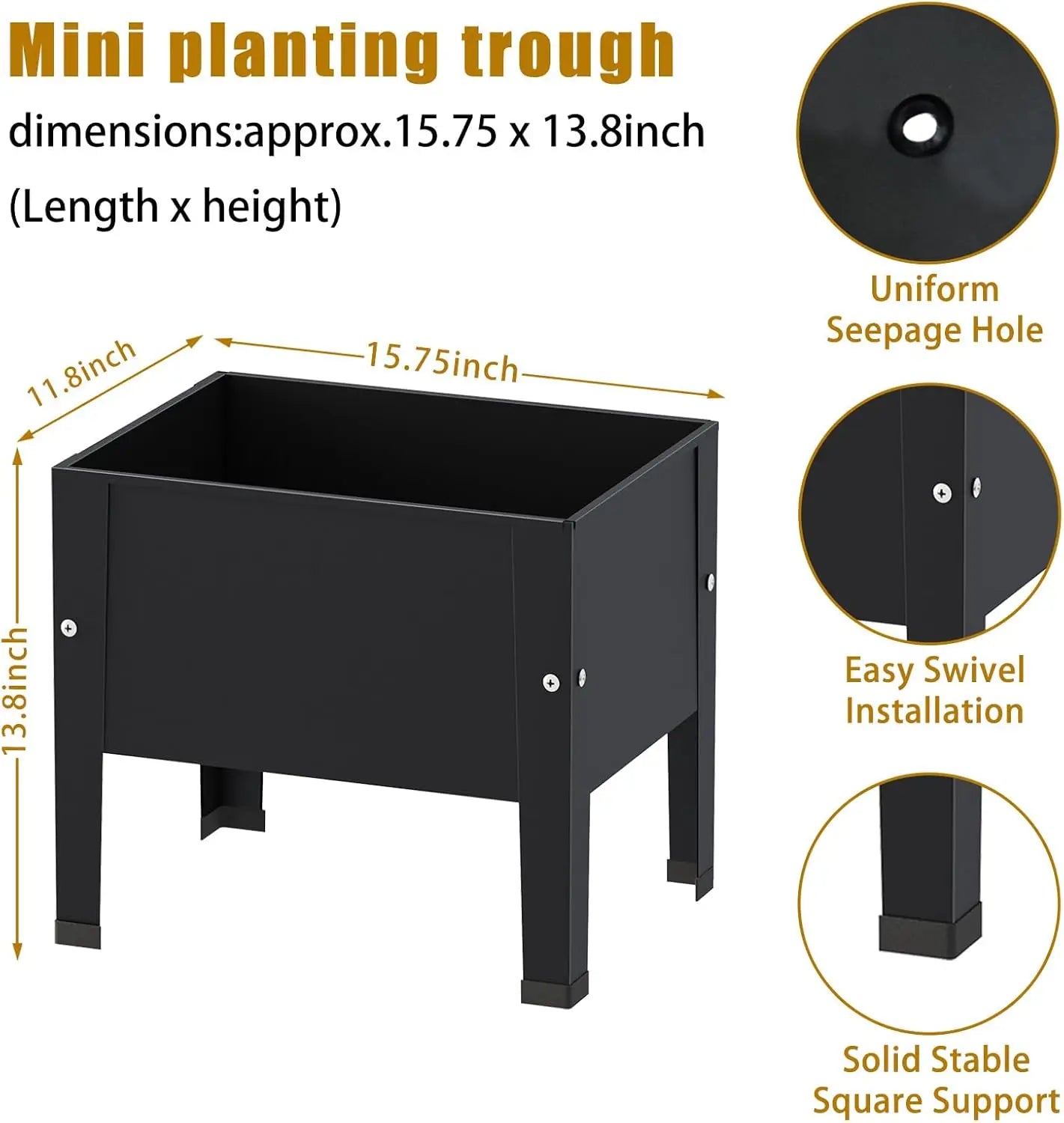 14 Inch Elevated Metal Garden Bed with Legs for Patio Plants