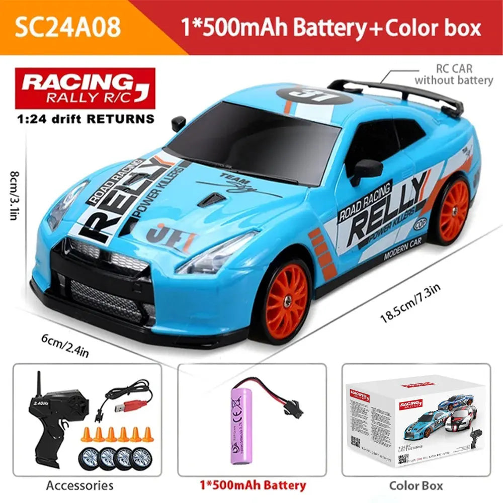 1:24 High Speed RC Drift Vehicle Cars Mustang 4WD Remote Control Racing Car Gift Competition Race Car Boys Toy Replaceable Tire 