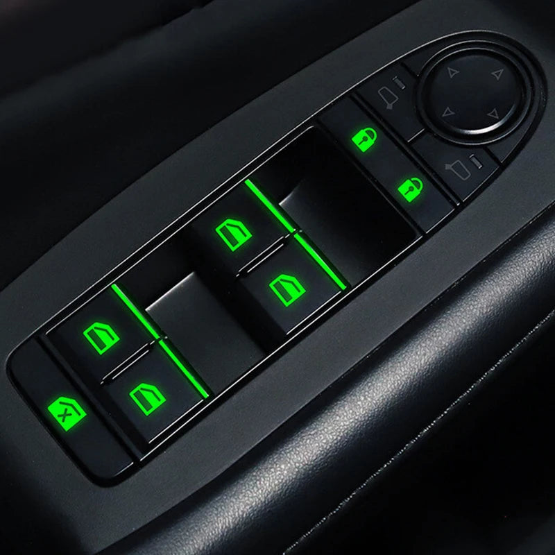 18 kosov/komplet svetlečih nalepk za notranjost avtomobila Univerzalne nalepke za nadzorno ploščo okna avtomobila Nalepka gumba za dvig okna na avtomatskih vratih