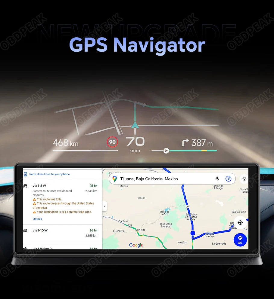 11.3" Android 14 Car Mirror Dash Cam with CarPlay, GPS & 1080P