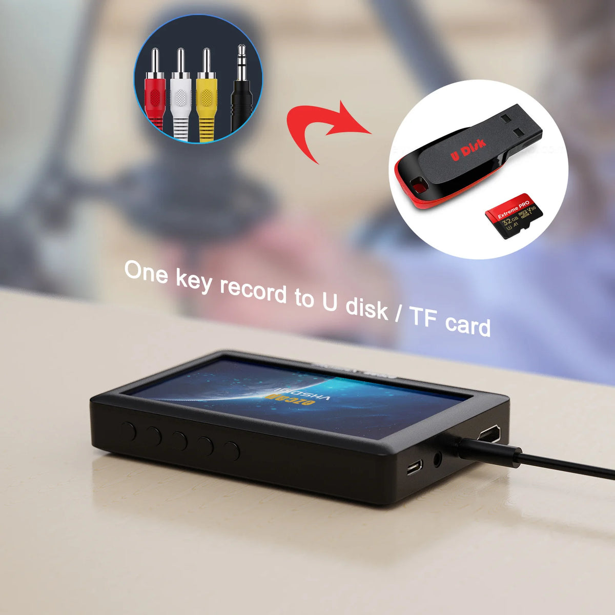 Digitalizator video AV autonom cu ecran de 4.3 inci