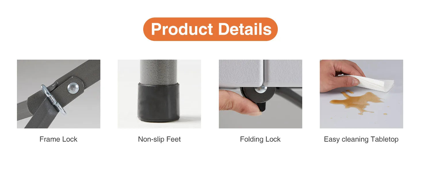 Foldable Outdoor Table with Carry Handle & Safety Lock