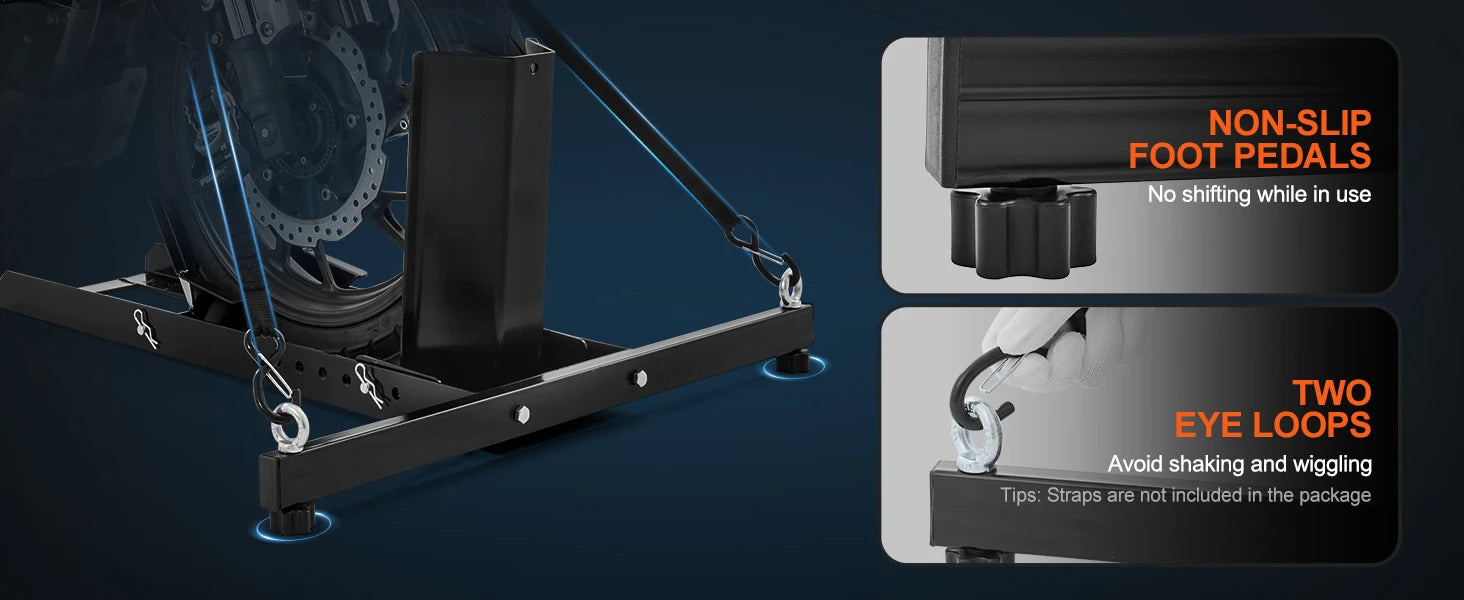 Support de cale-roue pour moto robuste 1800 lbs ajustable