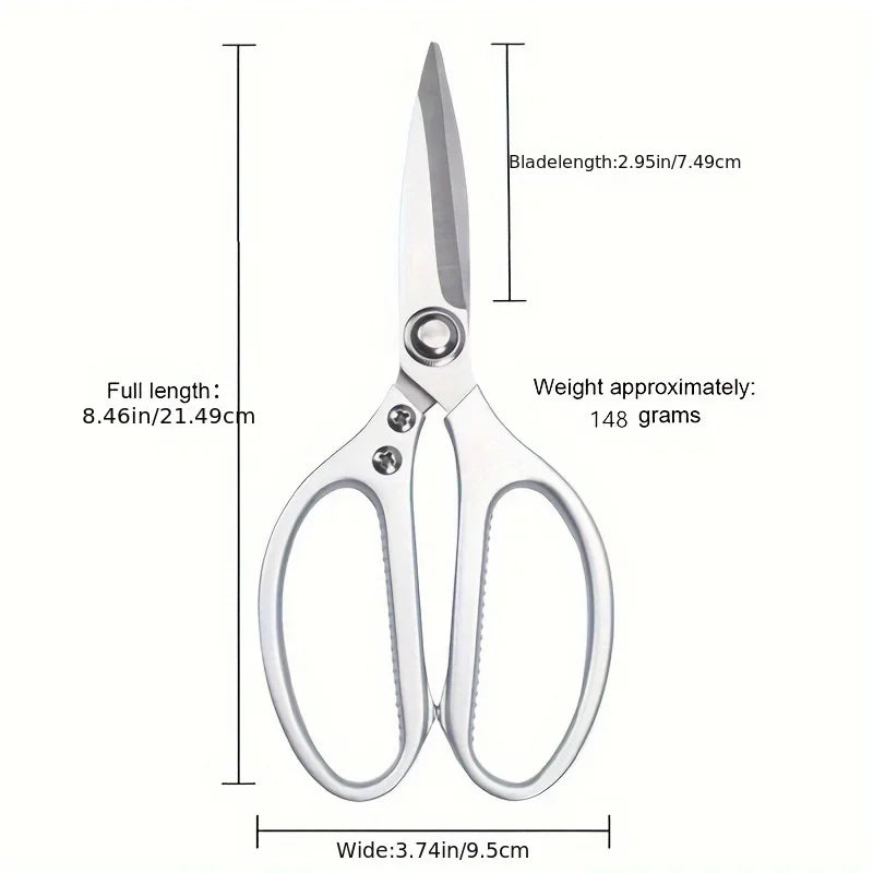 1pc Multi-Purpose Stainless Steel Kitchen Shears - Heavy-Duty Poultry Scissors with Comfortable Aluminum Alloy Grip for Food Pre 