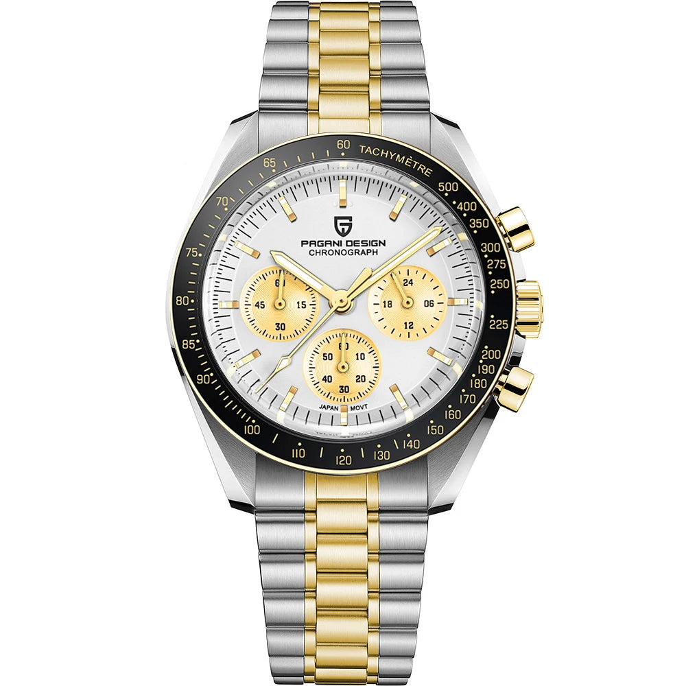 Orologio al quarzo in acciaio Pagani Design PD1701 Moonwatch Cronografo
