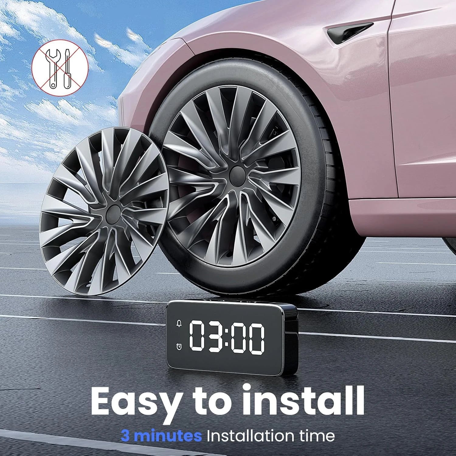 4PCS Tesla Model 3 Highland 18" Wheel Cover Hubcaps Turbine Style