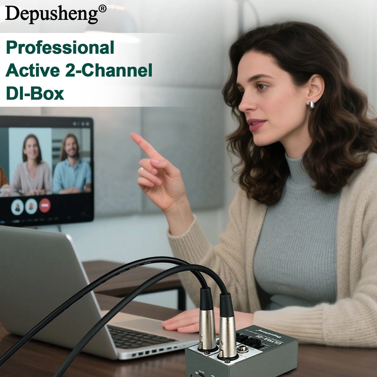 Boîte DI audio active avec options de canal