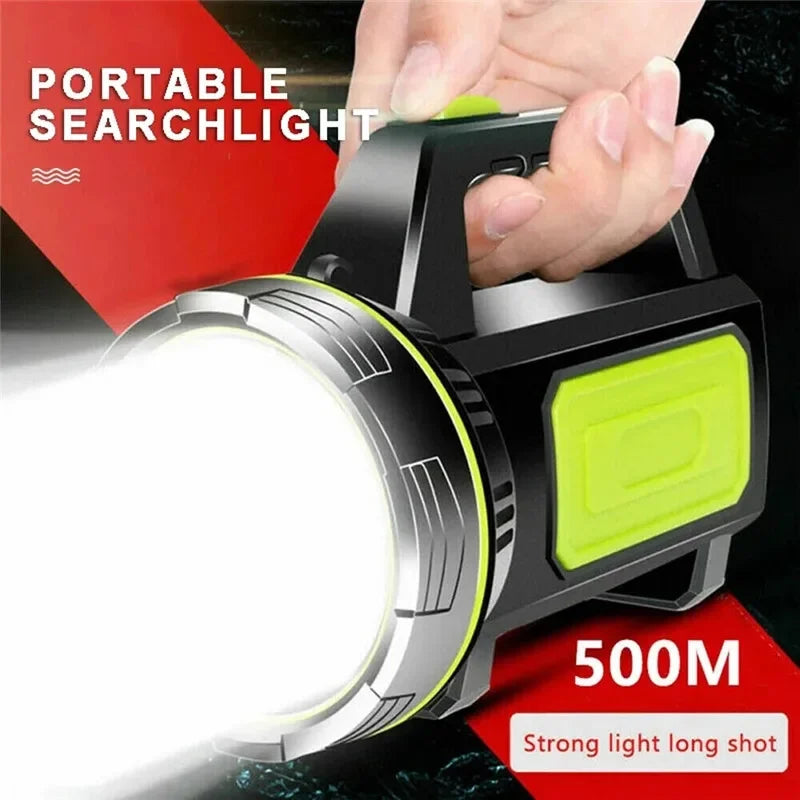 Ladattava LED-käsivalonheitin, IP65, sivuvalolla