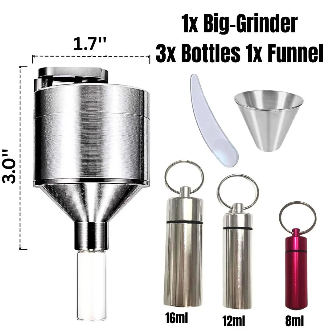Manual Spice Grinder Set with Funnel and Vials