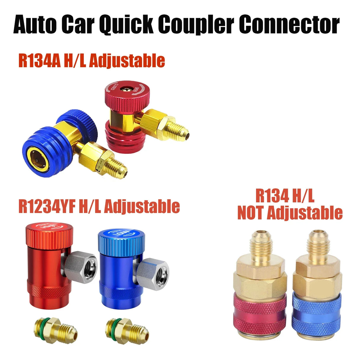 Car AC Quick Couplers, R134a or R1234yf Options