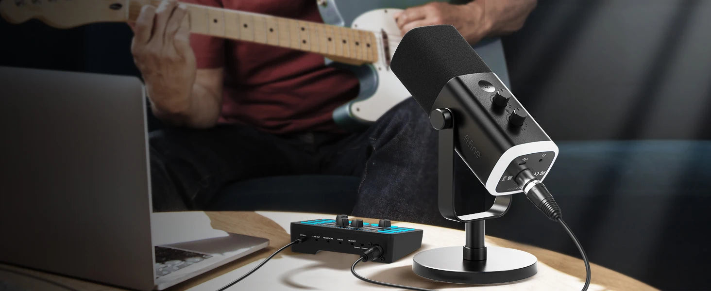 FIFINE USB/XLR Dynamic Microphone with Touch Mute and RGB