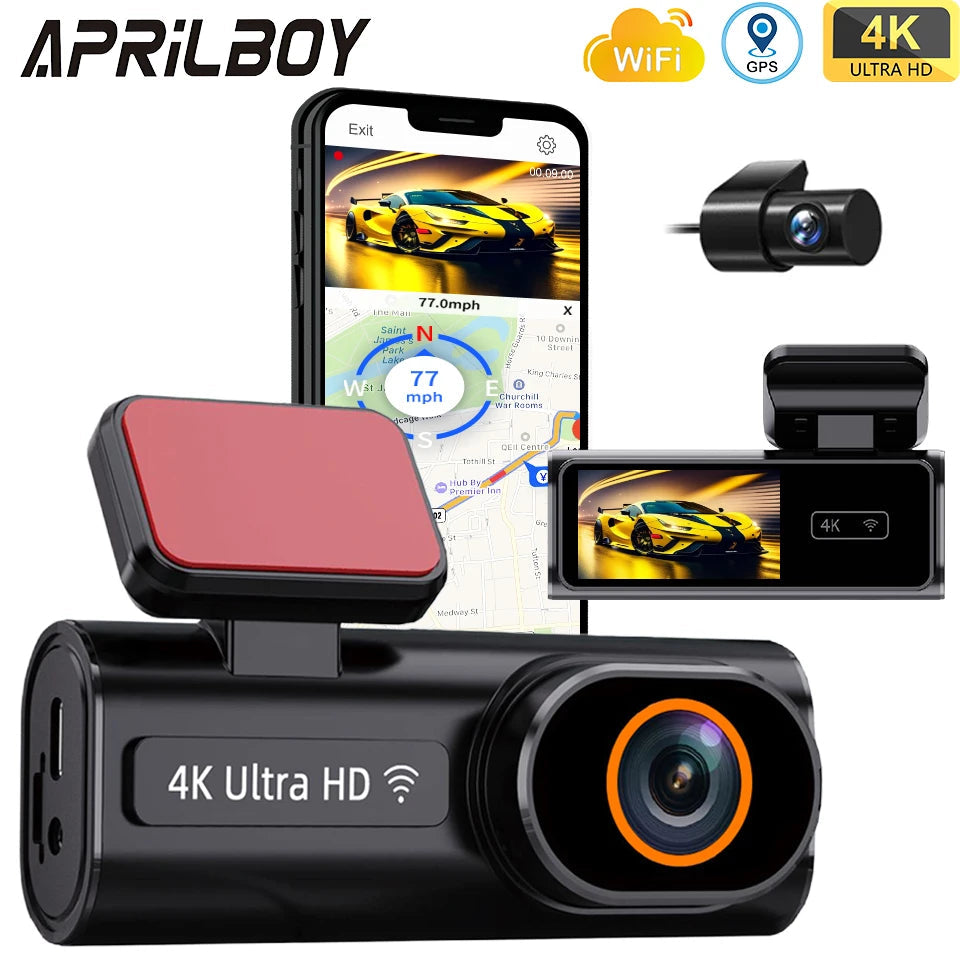 Ultra HD 4K Car Front Dash Cam Mini WIFI DVR Black Box Room With 24H Parking Monitor Night Vision,GPS/Rear View Camera Optional 