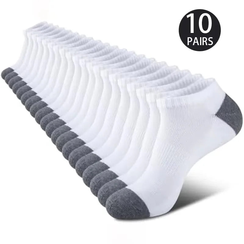 10 Pairs Of Comfortable Breathable Socks Sweat Absorbing Odor Proof Low Cut Solid Color Socks Suitable For Outdoor Activities 