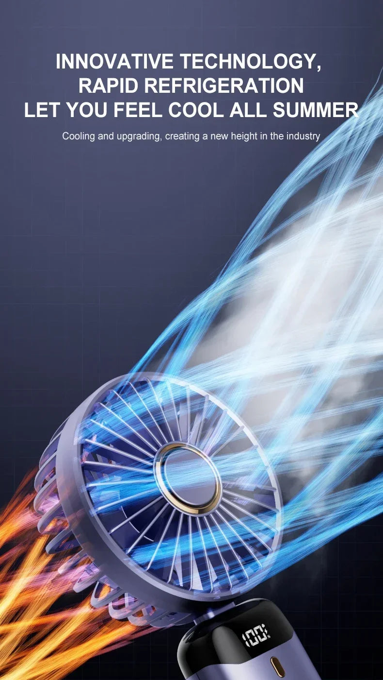 Foldable 5-Speed Handheld Mini Fan with LED Display