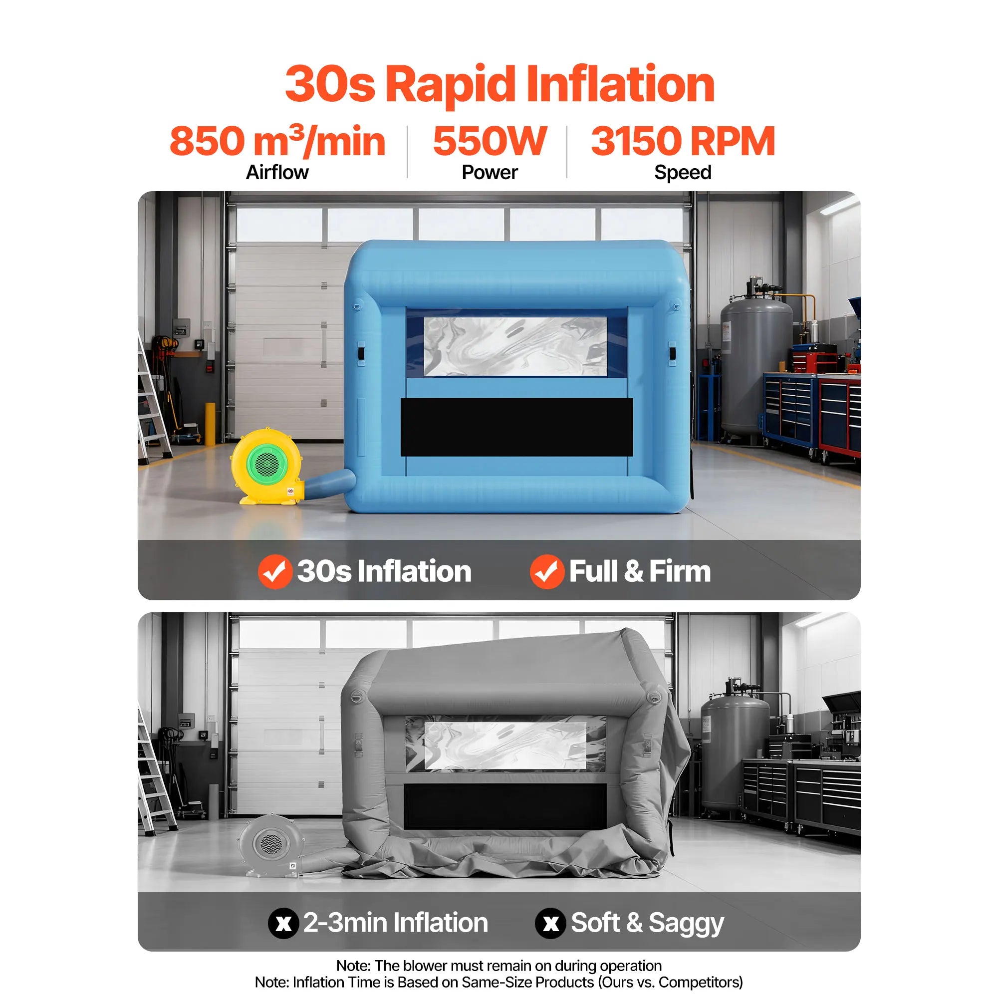 SucceBuy Inflatable Paint Booth Inflatable Spray Booth with Powerful Blower and Air Filter System Round Roof with Light Hook