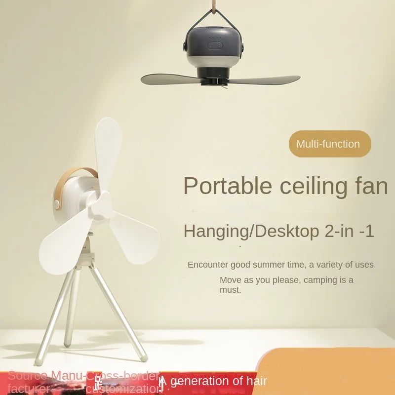 Portable wireless mini ceiling fan light USB fan with remote control, stand, night light, home, outdoor, camping, New Year gifts 