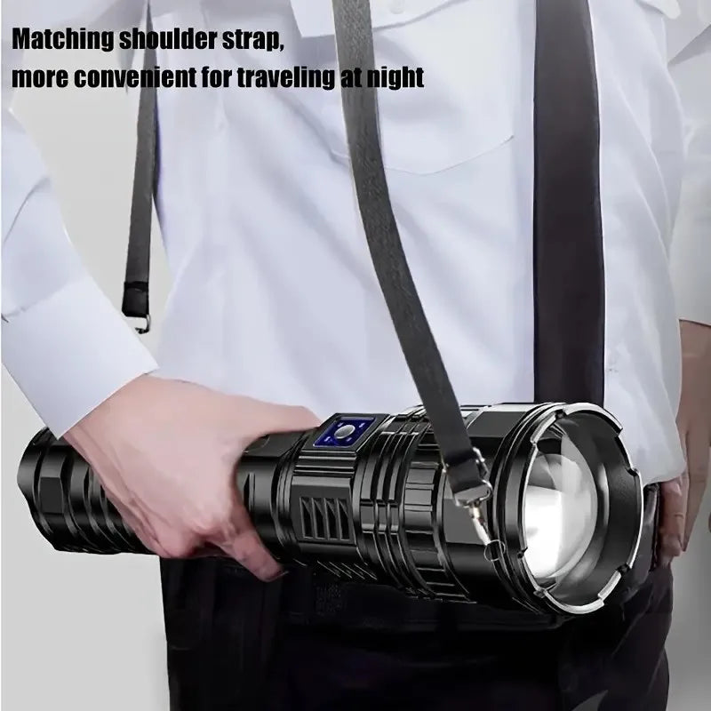 Rechargeable LED Flashlight with 200m Beam & 25000mAh Battery