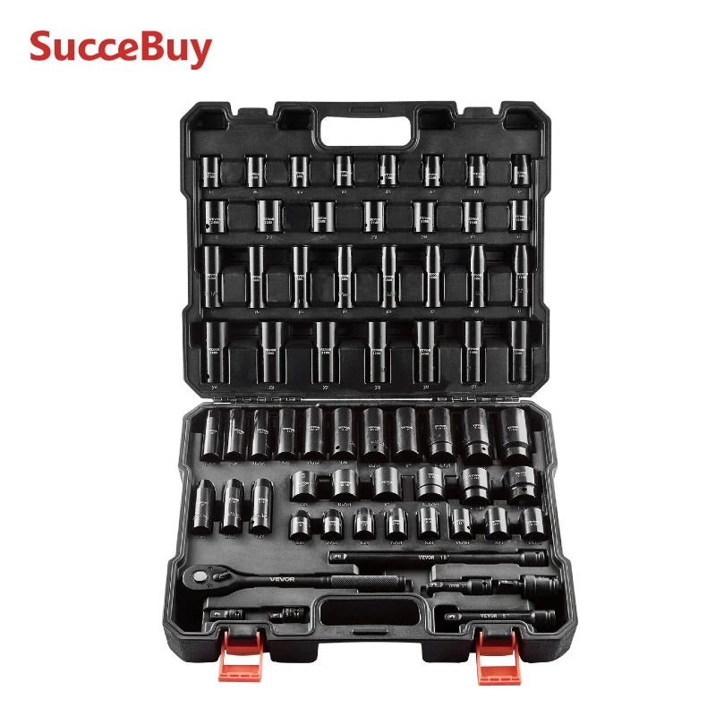 Set udarnih nasadnih ključeva 1/2'' pogon SAE i metrički, duboki/standardni 26–65 komada