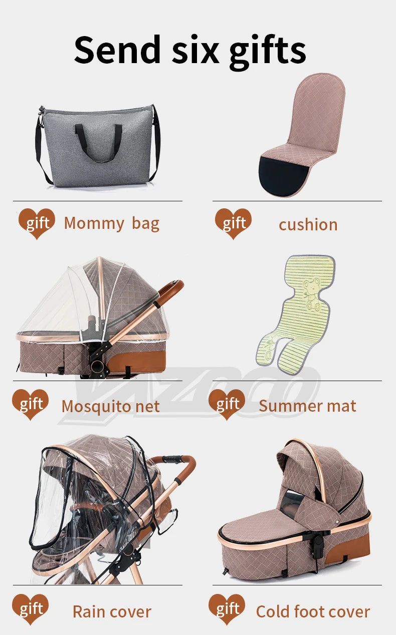 Luxury 3‑in‑1 Baby Stroller High‑Landscape Travel System