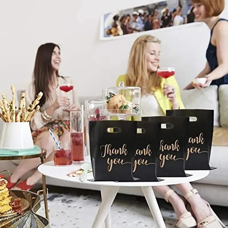 Extra Thick Reusable Plastic Thank You Bags – 20 Pack