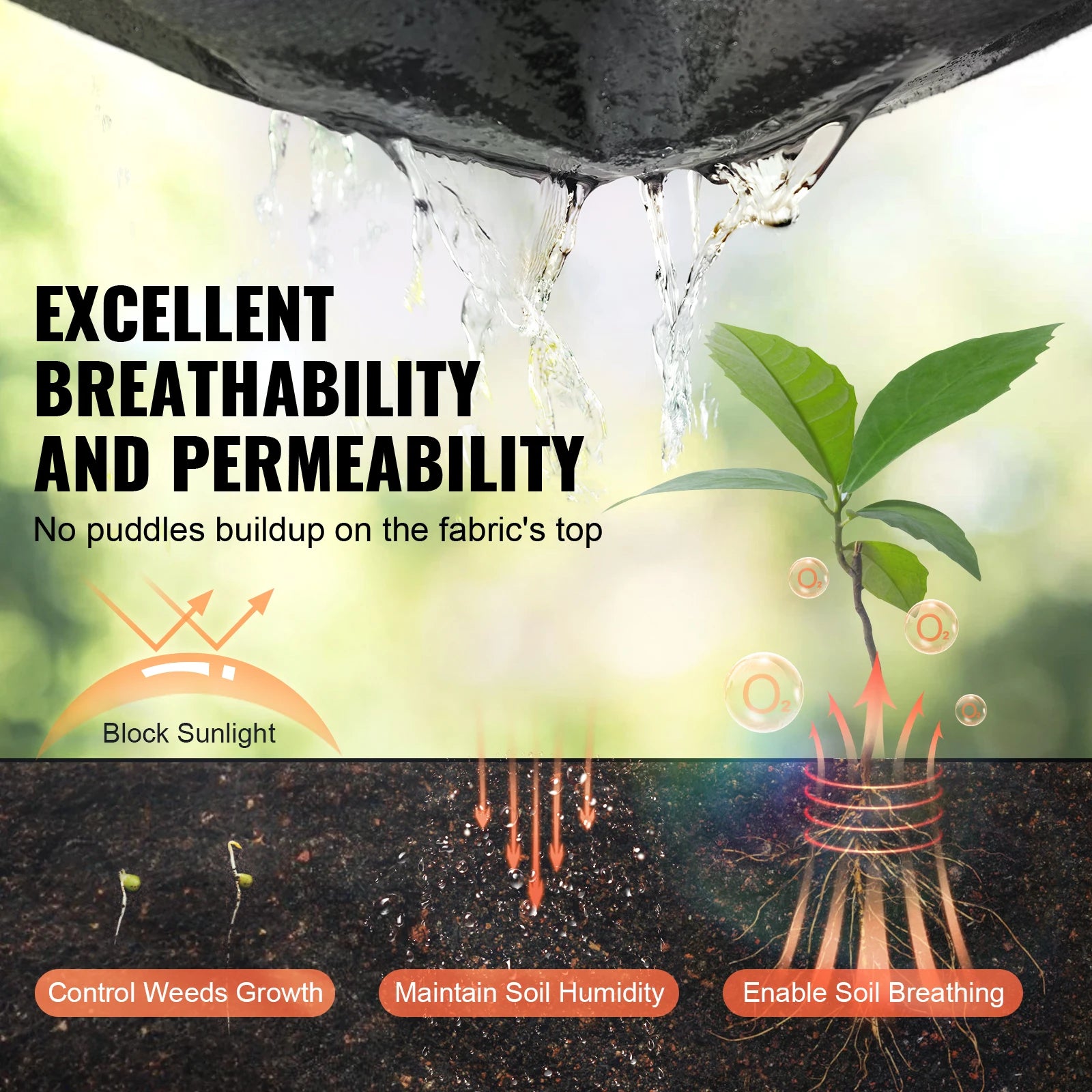 SucceBuy Non Woven Geotextile Fabric Under Gravel Driveway Fabric Landscape Fabric Heavy Duty Weed Barrier French Drain Drainage