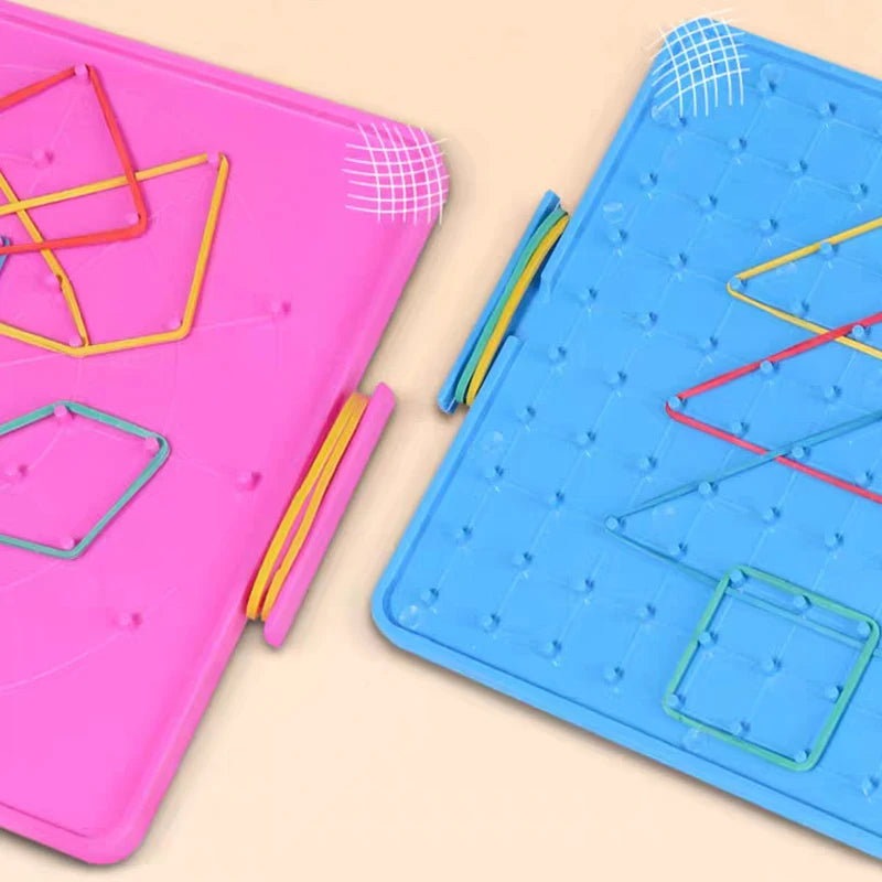 Geometric Pegboard with Rubber Bands, 15.7 cm
