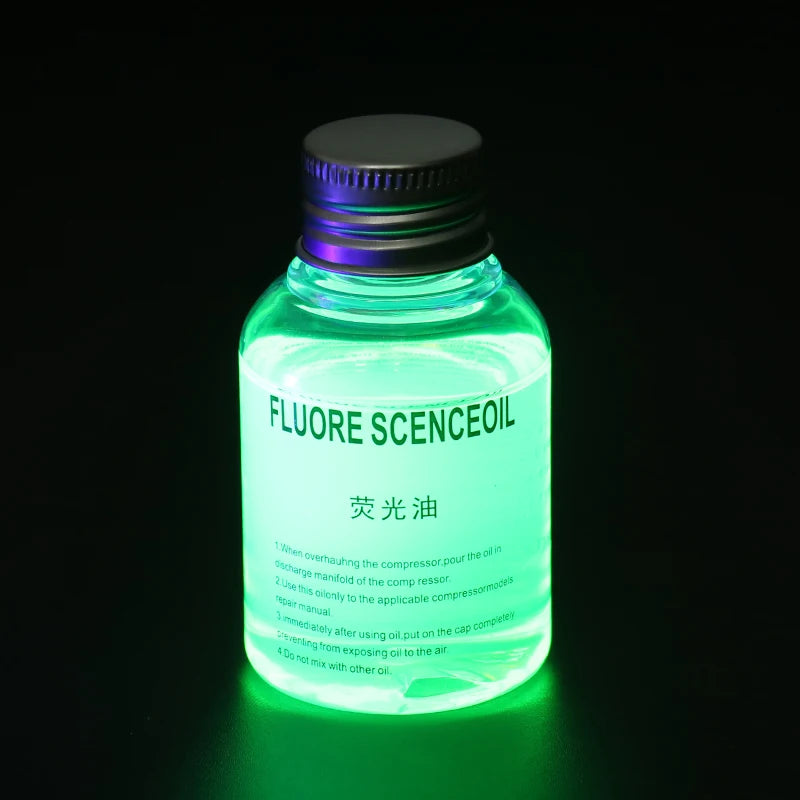 Bilens luftkondition fluorescerande oljedoft UV-ljus läckage detektor spårare för R134a, R1234yf，R404a, R22, R32, R410a köldmedier