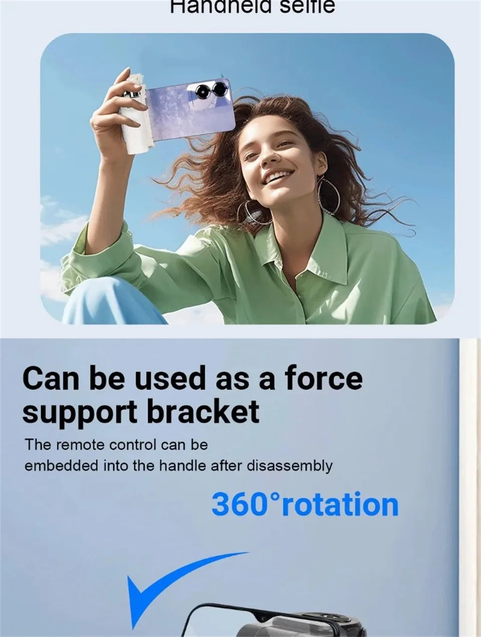 Mobile Selfie Stick Handle Tripod & Travel Photography Tool