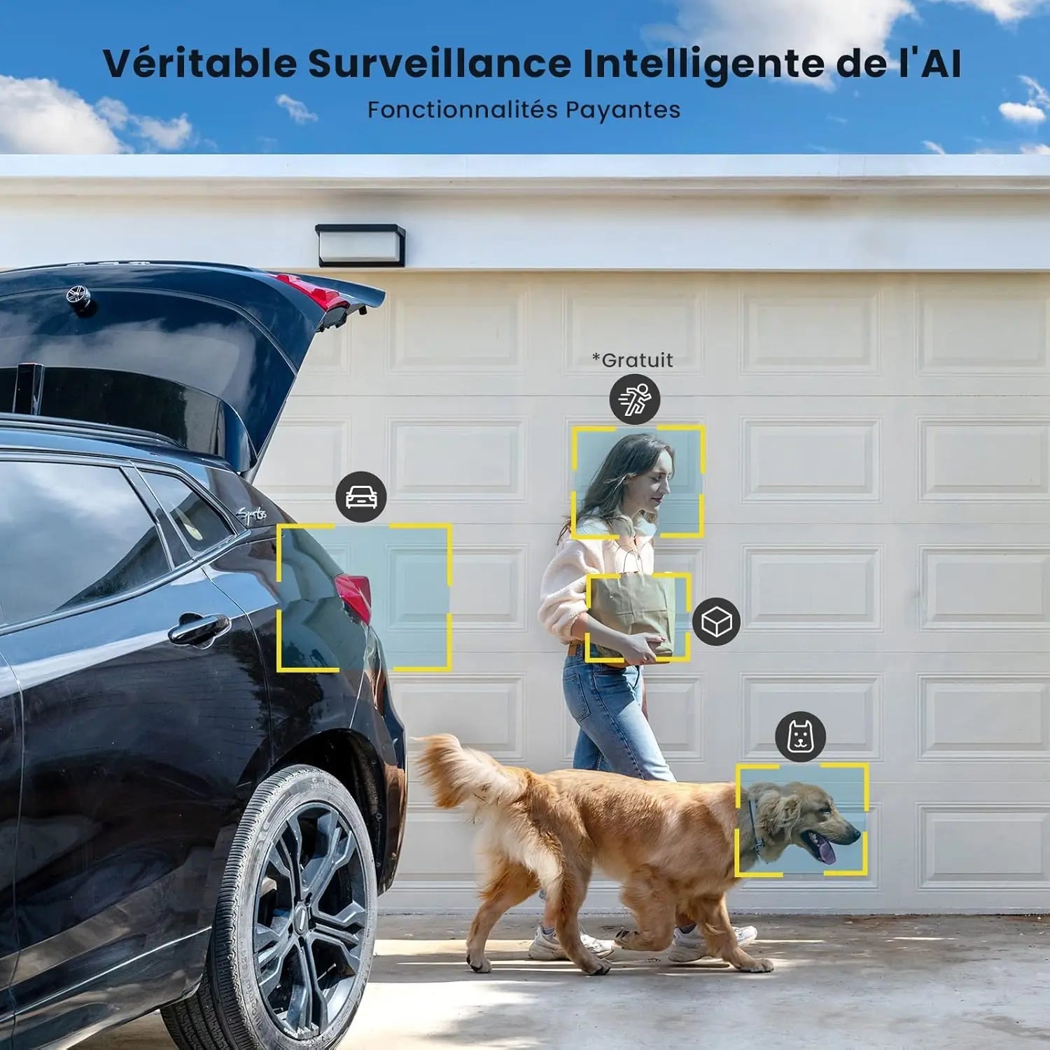 ieGeek 5MP Wireless Outdoor WiFi Surveillance Camera, Solar Camera, 360 Degree Camera, Human PIR Detection, Colour Night Vision 