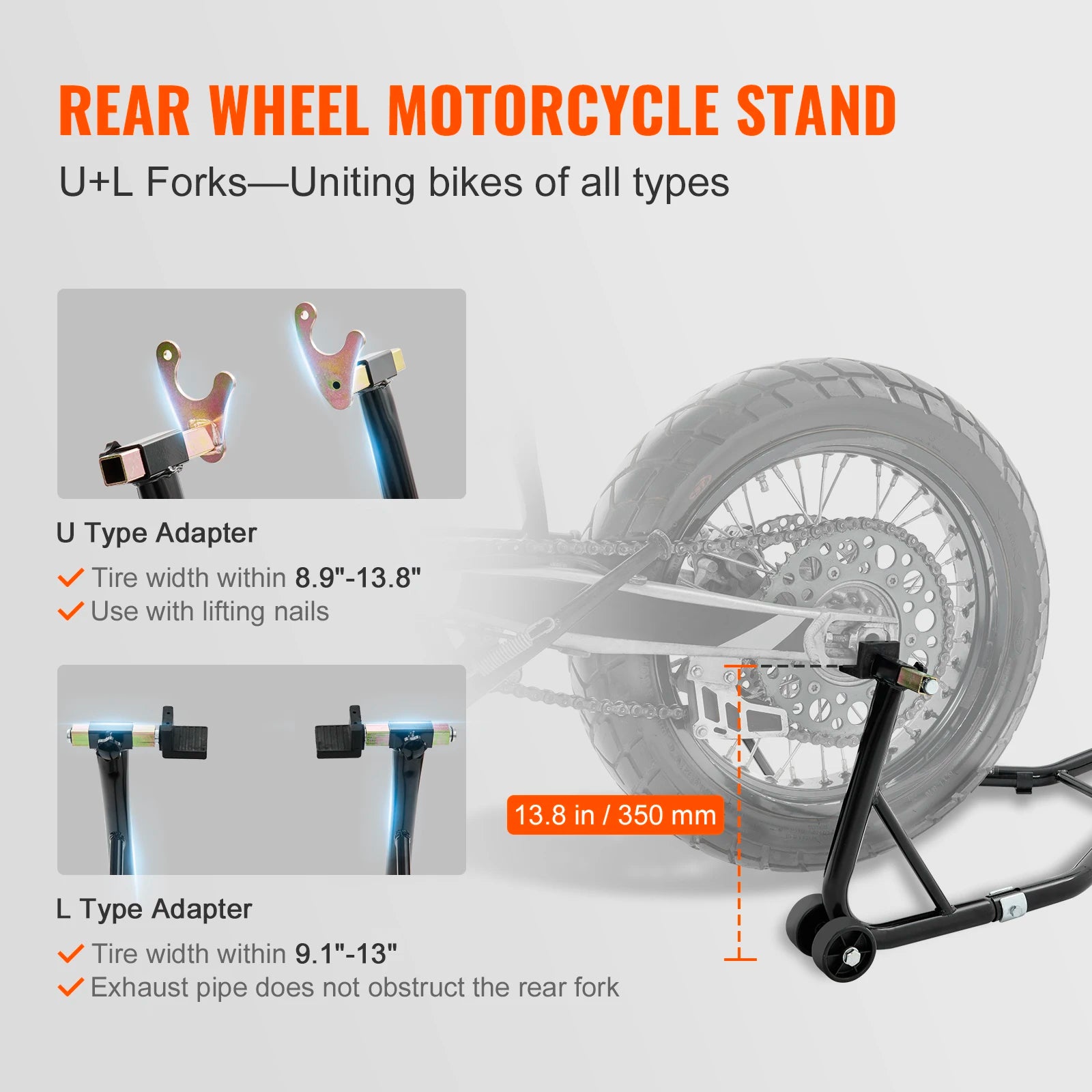SucceBuy Motorcycle Stand Lift 850lbs Front Rear Combo Stand Lift Stand Front&Rear Wheel Fork Stand Heavy Duty Rear Wheel Stand