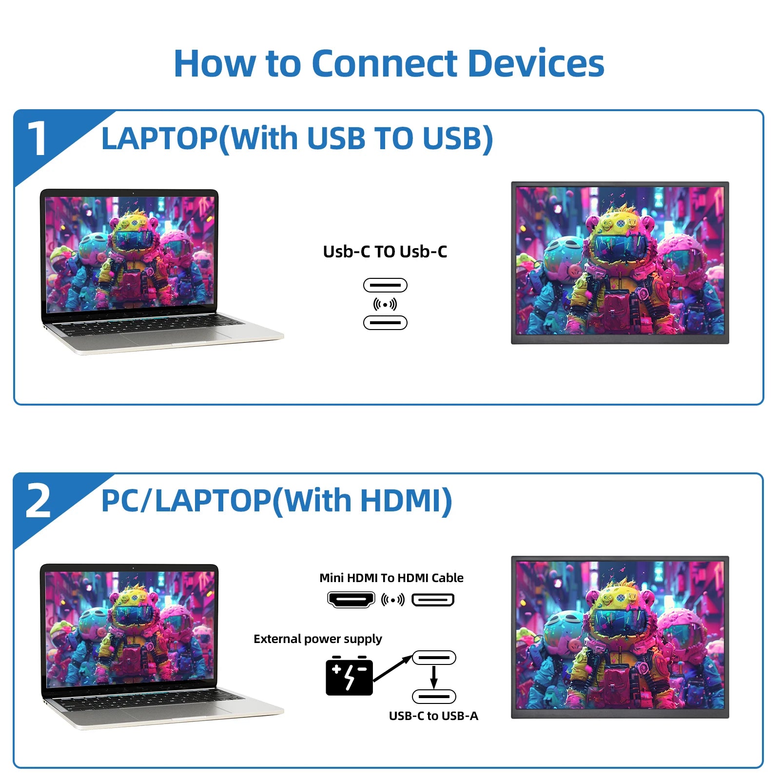 ZSUS 10.5-tums bärbar IPS-skärm 1280P