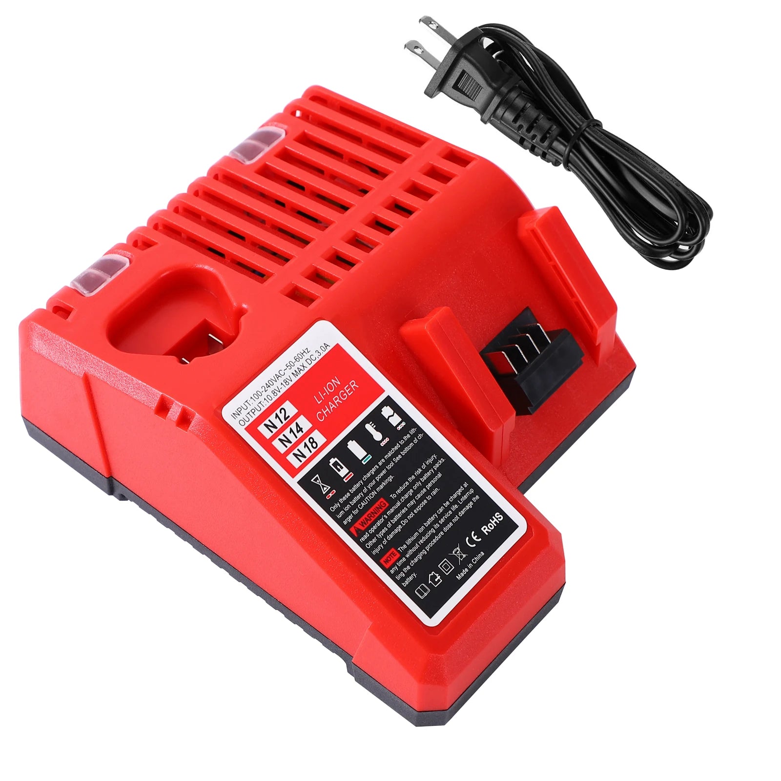 Replacement for Mi-lwaukee3.0A 12V and 18V Lithium-Ion Multi-Volatge Rapid Battery Charger, Compatible with Mi-lwaukee 12V and 18V Lithium Battery Packs