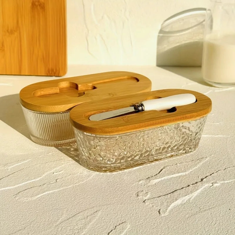 Glass Butter Dish Set with Sealed Lid