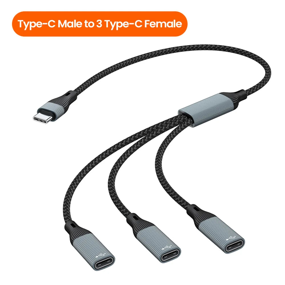 USB-keskitinkaapeli, jossa on 2 tai 3 USB-C-liitäntää