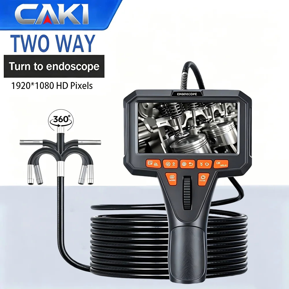Industrial Endoscope 360° Two-Way Articulating Borescope with 4.5" IPS Screen