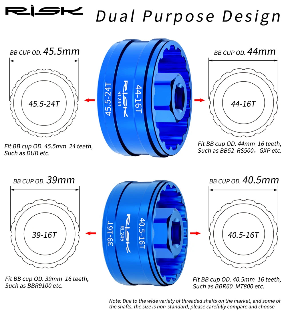 RL244–RL247 Bicycle Bottom Bracket Tool Options