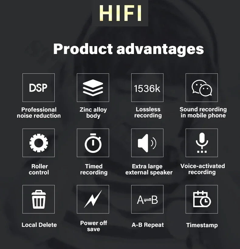 Voice Activation Recorder Dual-Core Ai Noise-Reducing Digital Recording Device STTWUNAKE 