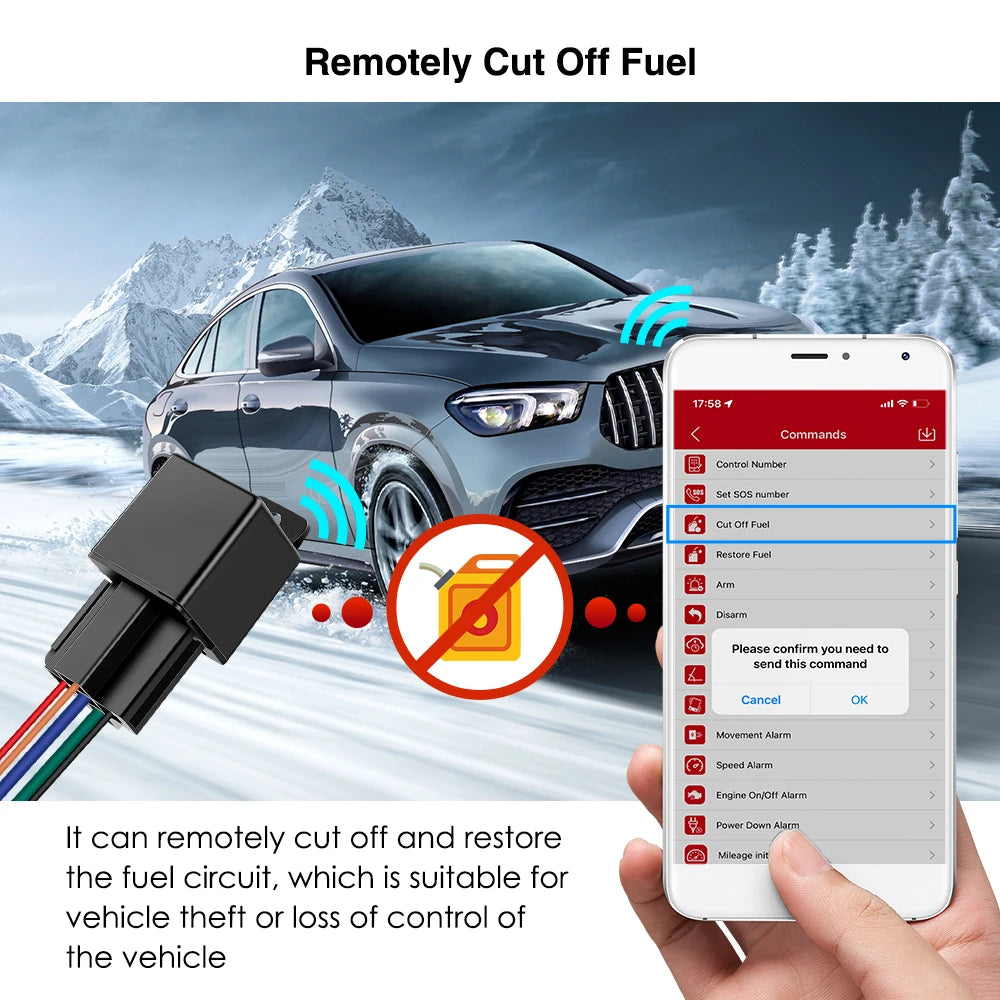 MiCODUS 4G GPS Tracker Auto Sledovací zařízení MV730G Relé GPS Motocykl Řetěz Zastavení Paliv 9-95V Motor Zapnuto Proti krádeži Volná APP