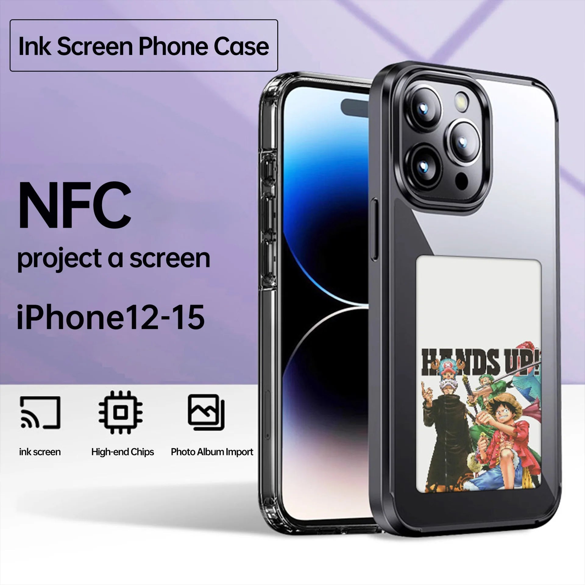 E-lnk NFC 3.7 Inches Screen Display Mob For IPhone 13 14 15 16 Wireless Transmission Screen Projection Phone Case 