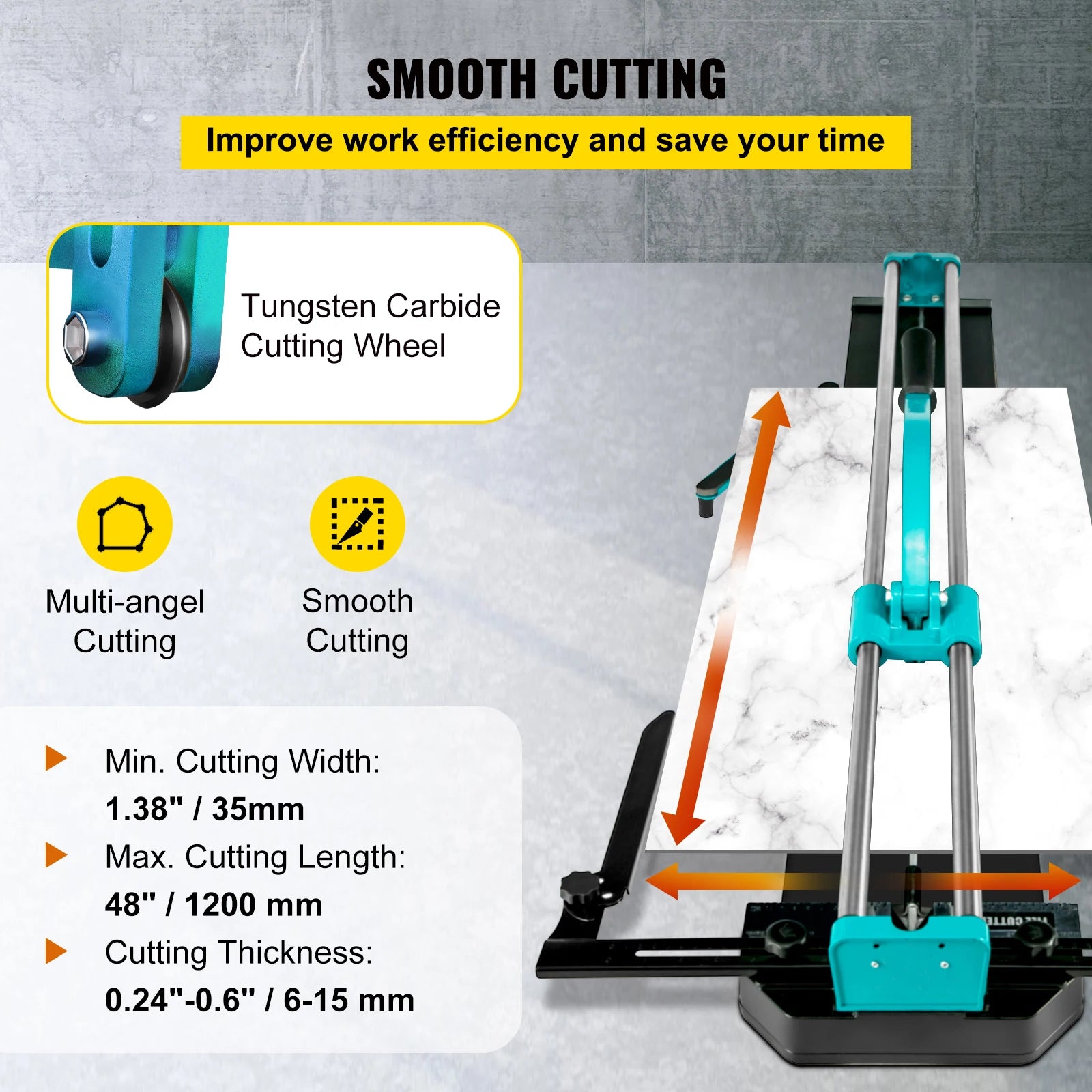 48 Inch Manual Tile Cutter with Laser Guide for Precision Cuts
