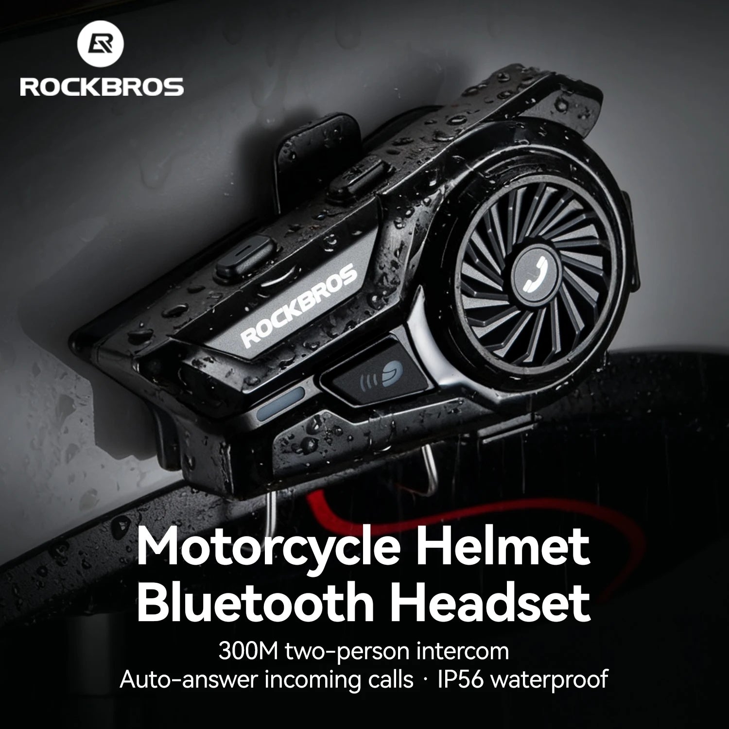 Cască moto ROCKBROS cu interfon impermeabil 300M, BT6.0, căști cu control vocal, baterie 1000mAh