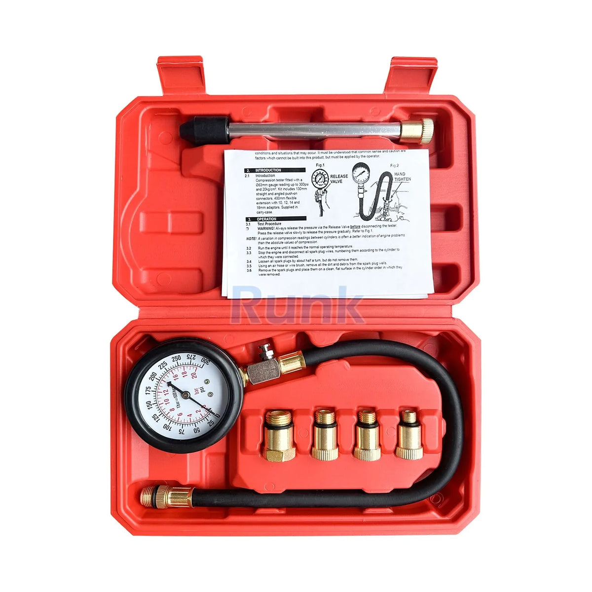 Kit Professionnel de Test de Compression du Moteur à Essence amélioré, 0-300 PSI, manomètre de pression du cylindre, pour voiture et motos