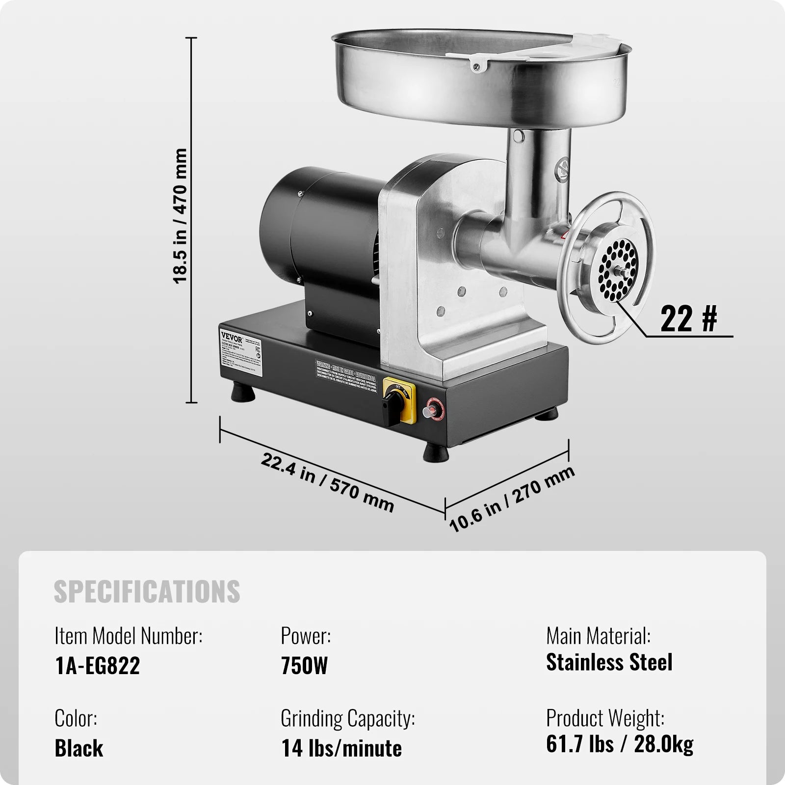 Electric Commercial Meat Grinder 550W Stainless Steel Sausage Maker